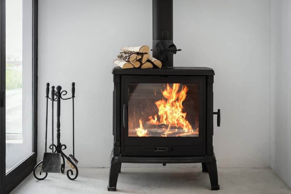 Cozy warmth radiates from a crackling fire.