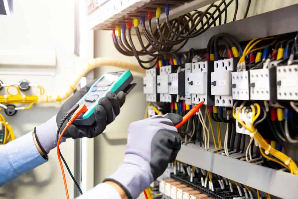Electrical testing in progress.