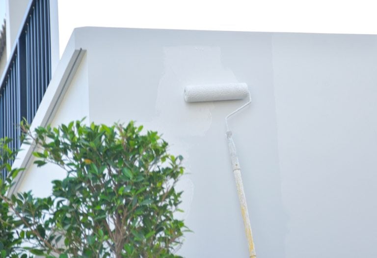 Fresh coat in progress—revitalizing a wall with a smooth layer of white paint.