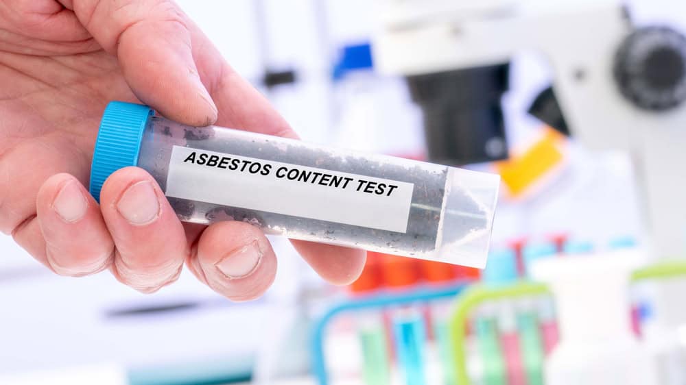 Asbestos content test: analysis in progress.