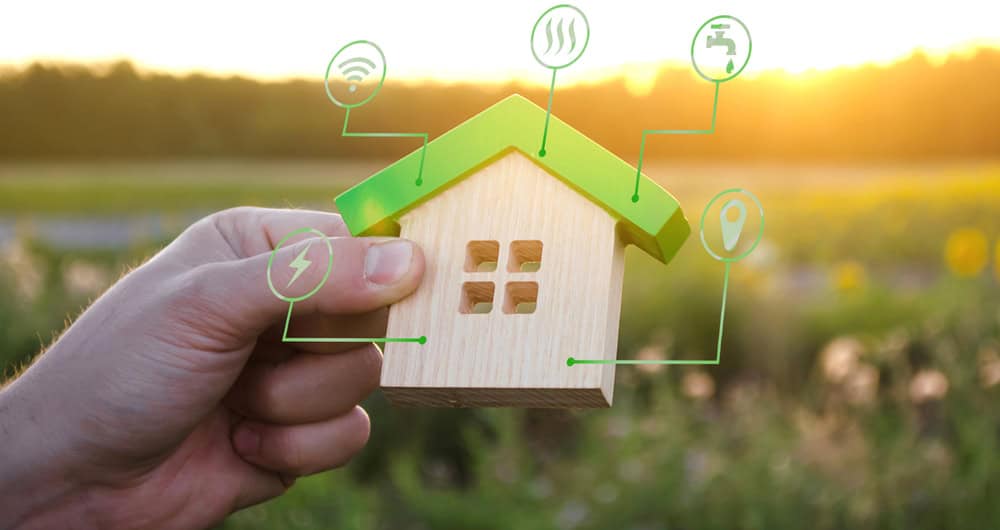 Embracing the future of smart homes with sustainable technology in the heart of nature.