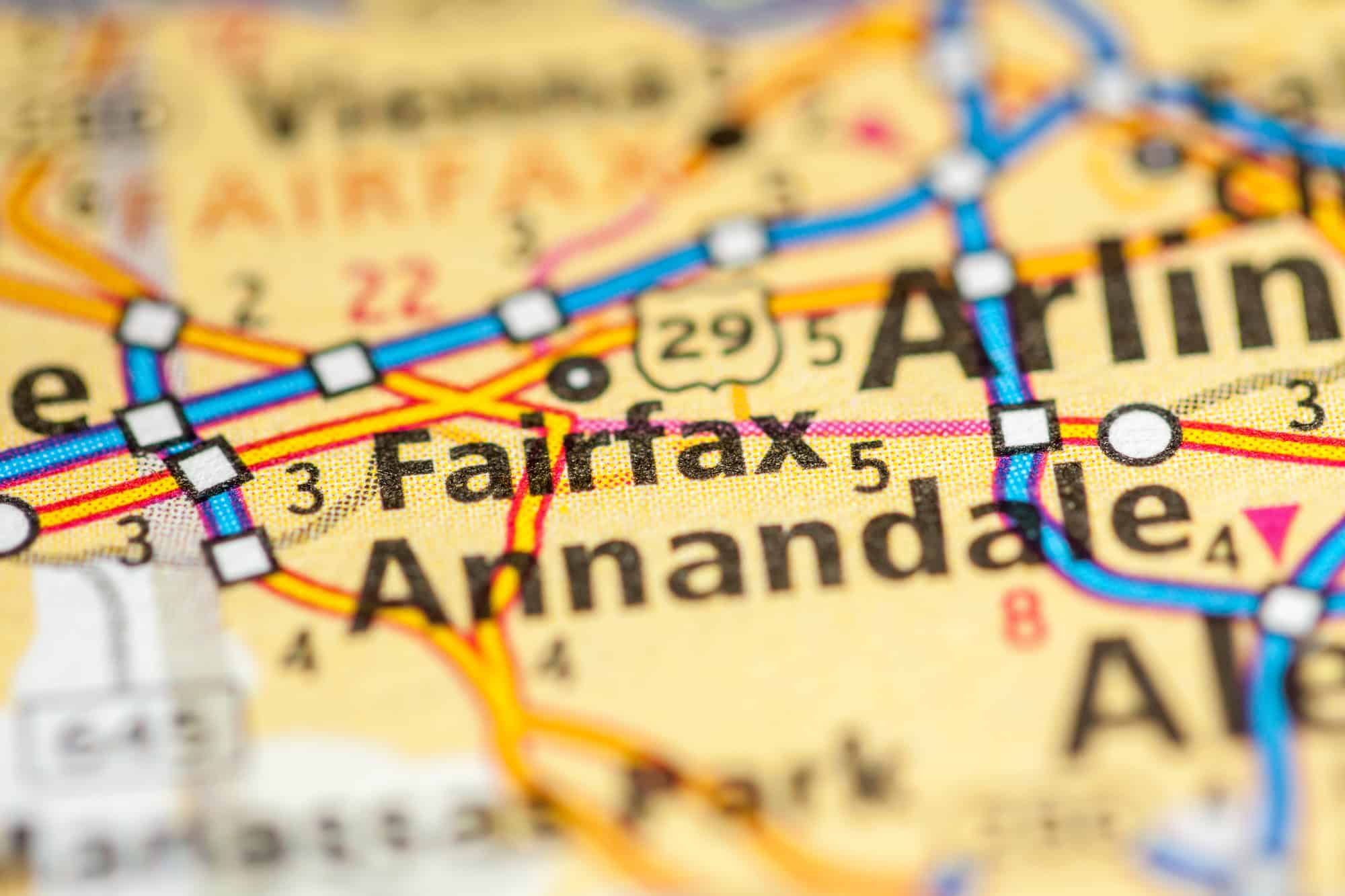Fairfax, Annandale, and Arlington, Virginia: A map view.