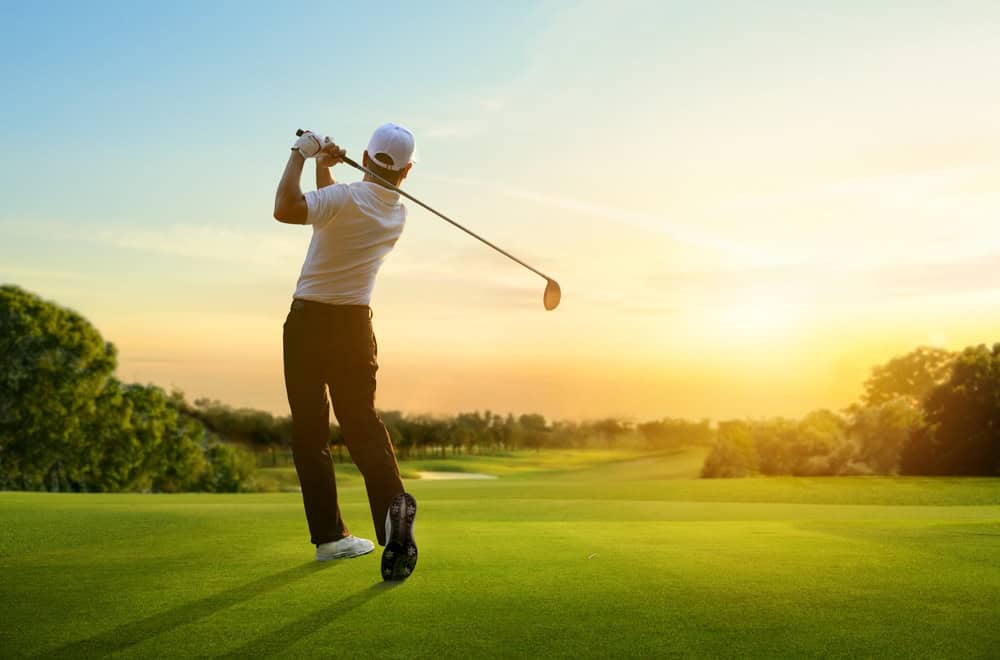 Swinging into the sunset on a perfect golf day.