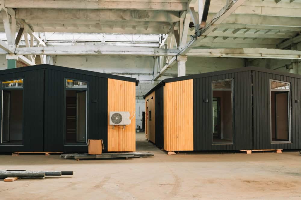 Modern modular homes in production—sustainable living meets sleek design. 🏡✨