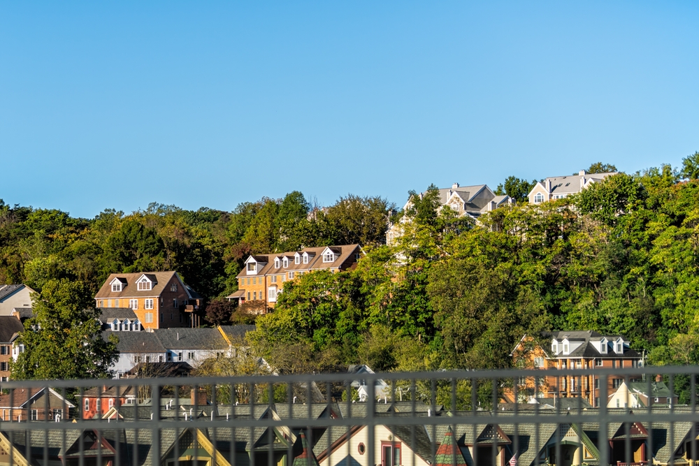 Charming hillside homes basking in the morning sunlight.